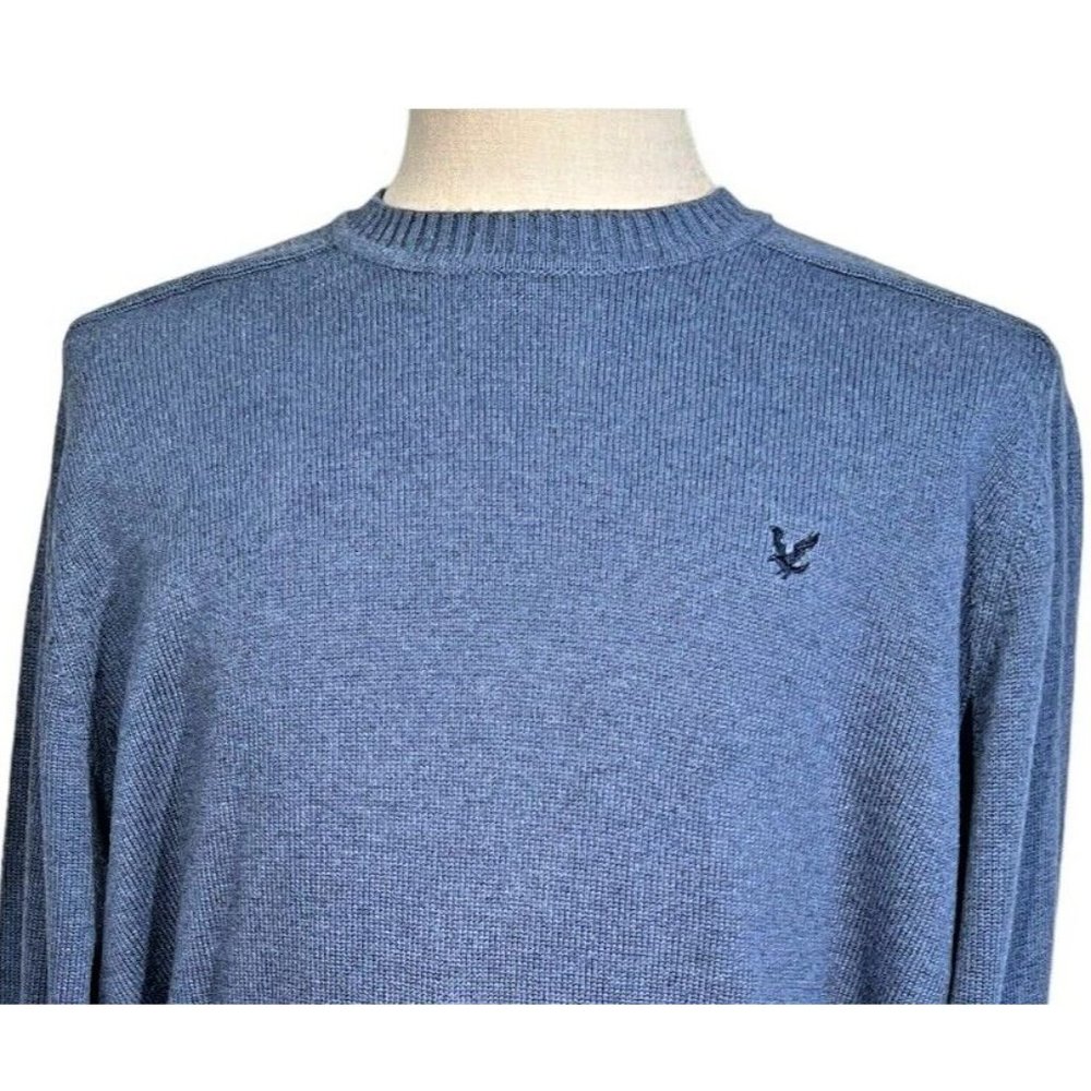 Mens Lyle & Scott Sweater Size Large Scotland Pullover Crew Neck Cotton Blue - Picture 5 of 6